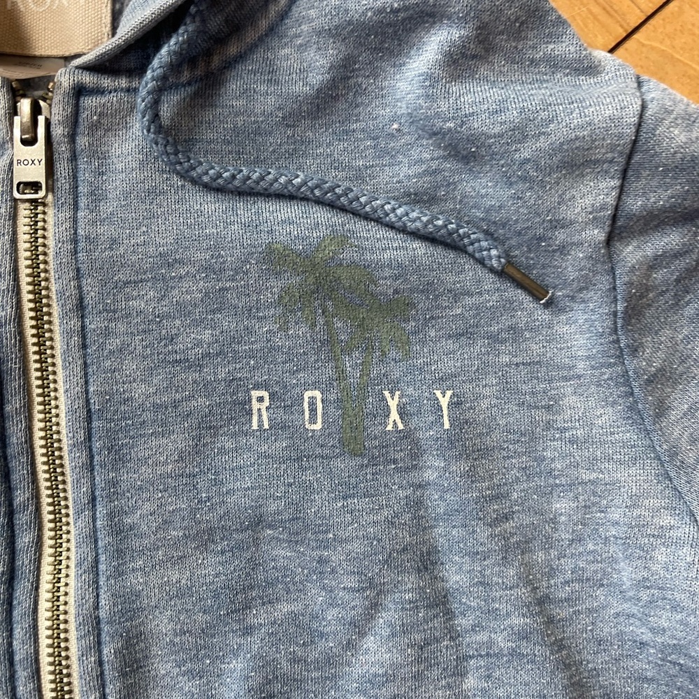 Roxy Zip-Up Hoodie Blue Palm Tree Logo Full Zip Size Small - Picture 5 of 13